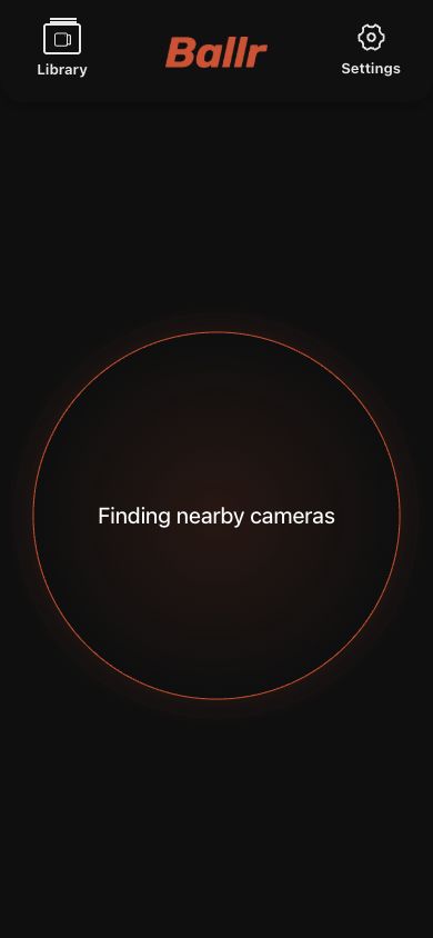 Ballr App buscando cámaras cercanas durante el primer uso