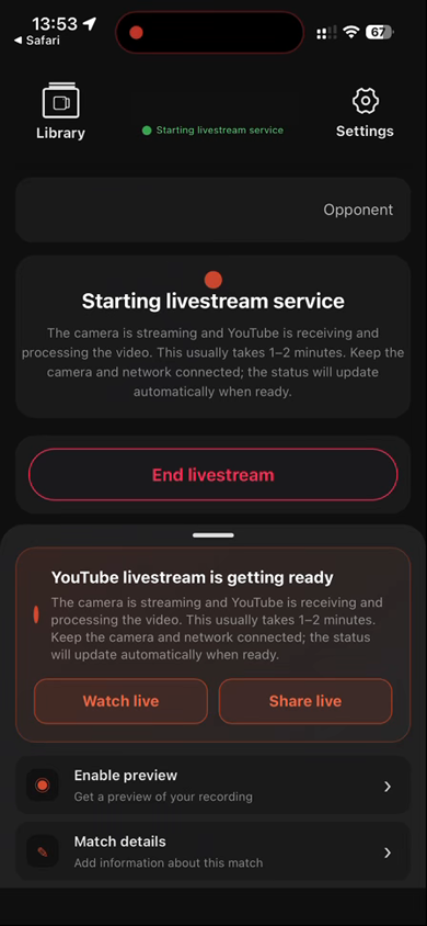 Ballr App bereitet den YouTube-Livestream vor