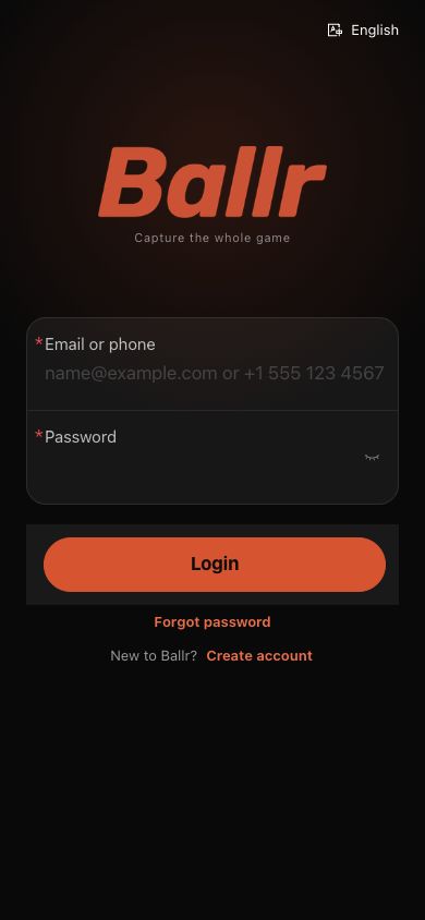 Schermata di accesso dell'app Ballr 2.2.162