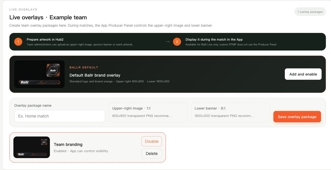 Upload and enable in Ballr Hub